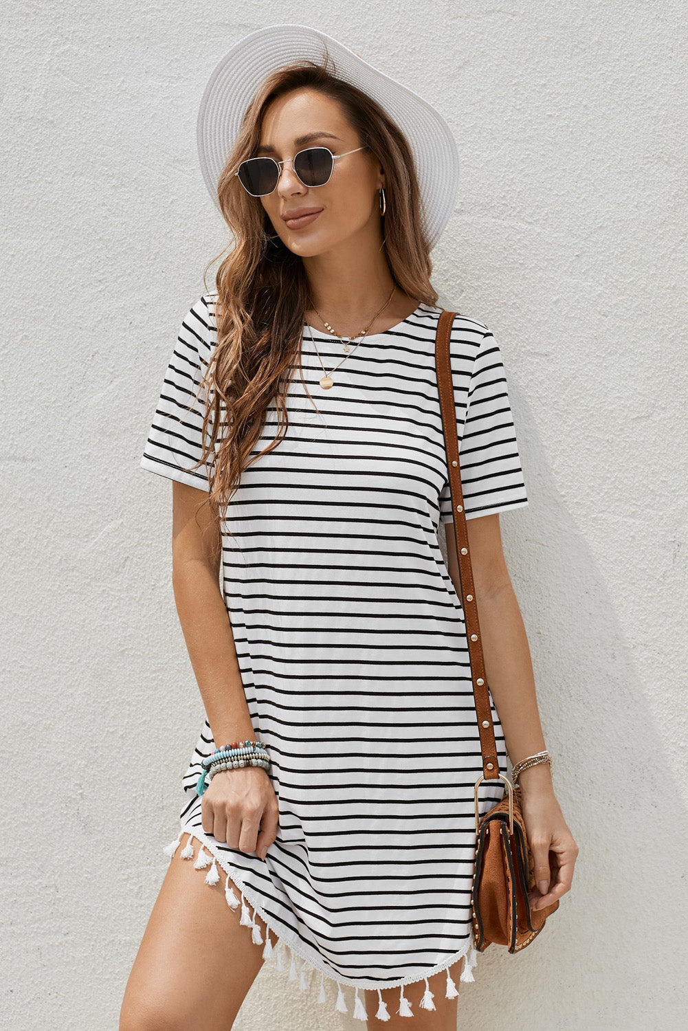 Striped Round Neck T-Shirt Dress