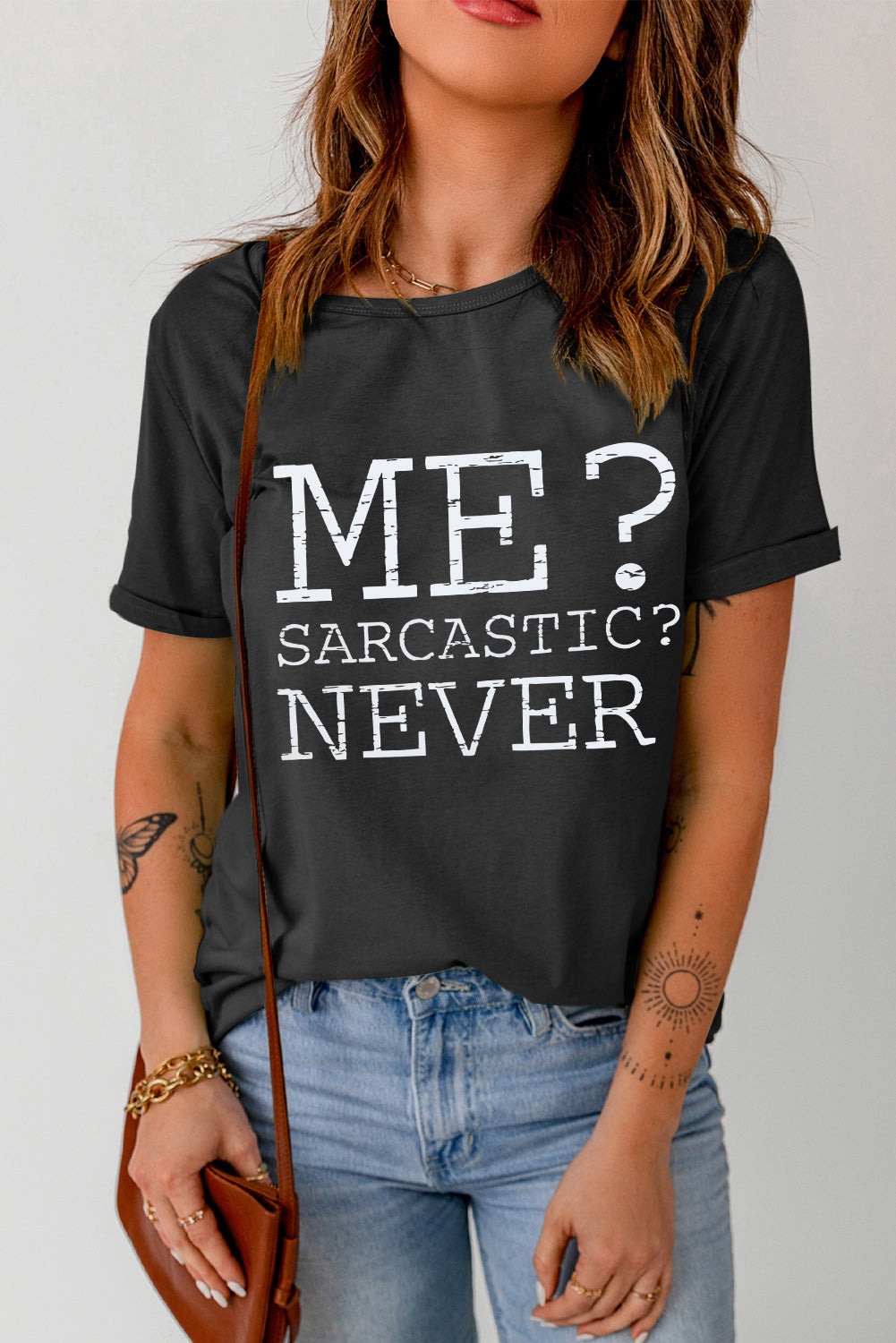 Letter Graphic Round Neck T-Shirt